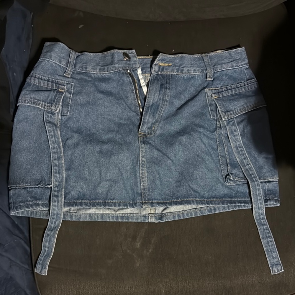 Denim Mini Skirt with Tie Details